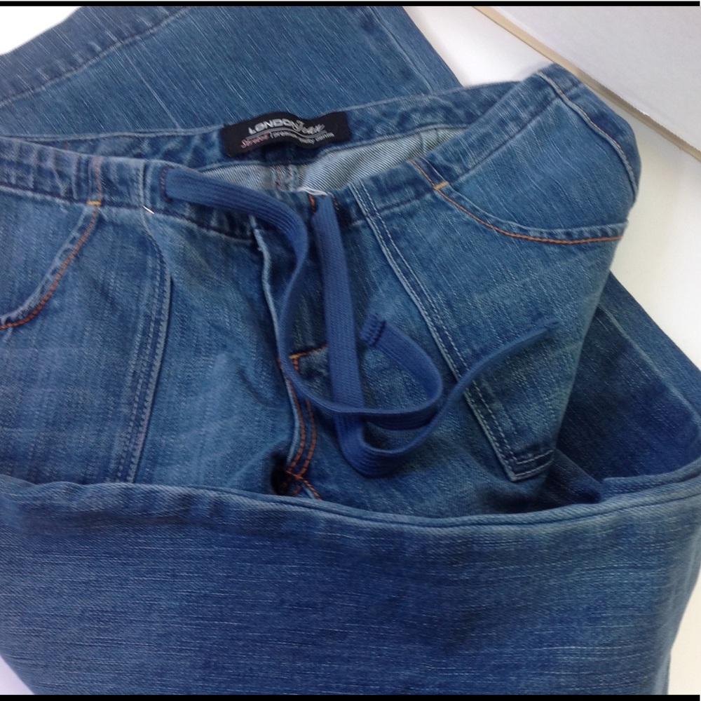 Vintage London Jeans Blue Denim Flare Drawstring - Picture 3 of 5
